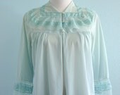 1950's Sweet Aqua Blue Lacy Bed Jacket by Kayser in size M