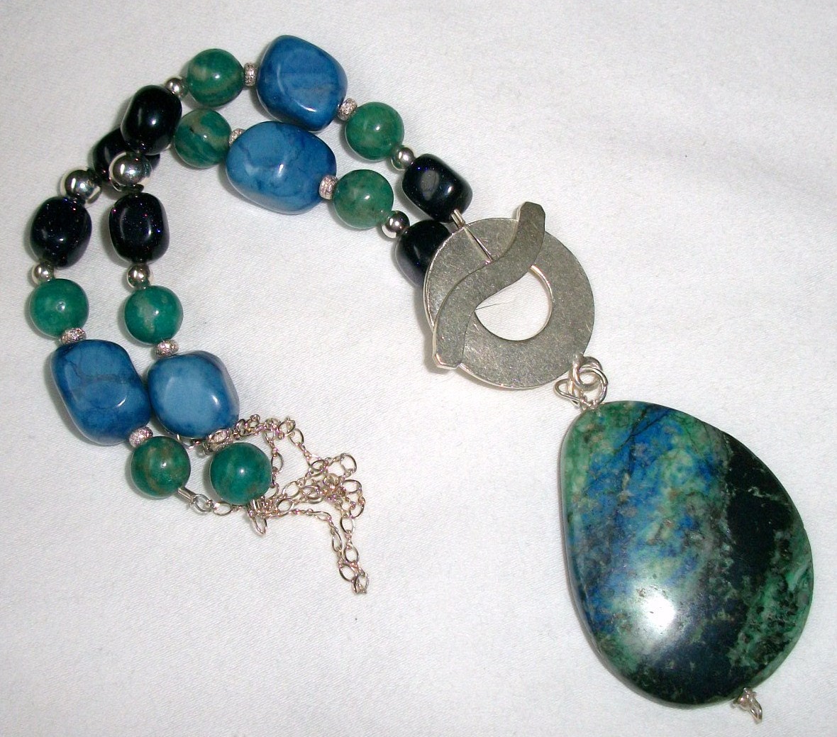 Blue Azurite necklace, stone pendant necklace, Blue stone jewelry