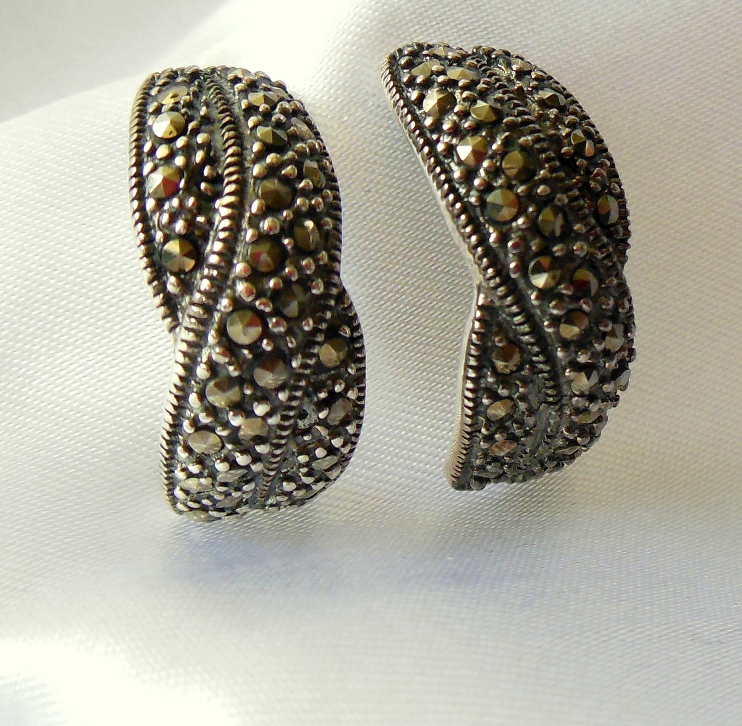 Vintage Sterling Silver Earrings with Marcasite