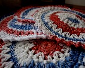 Crochet Dishcloths- Red White and Blue Variegated