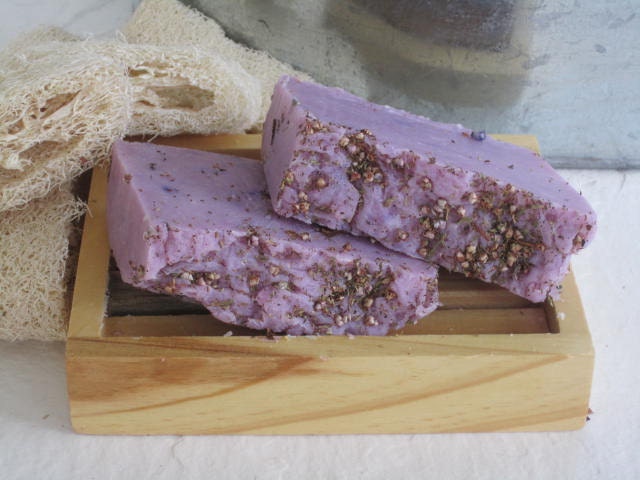 Lilac Soap, this soap has scent of a true lilac. When you use this soap you will feel as if you were showering next to a lilac tree.