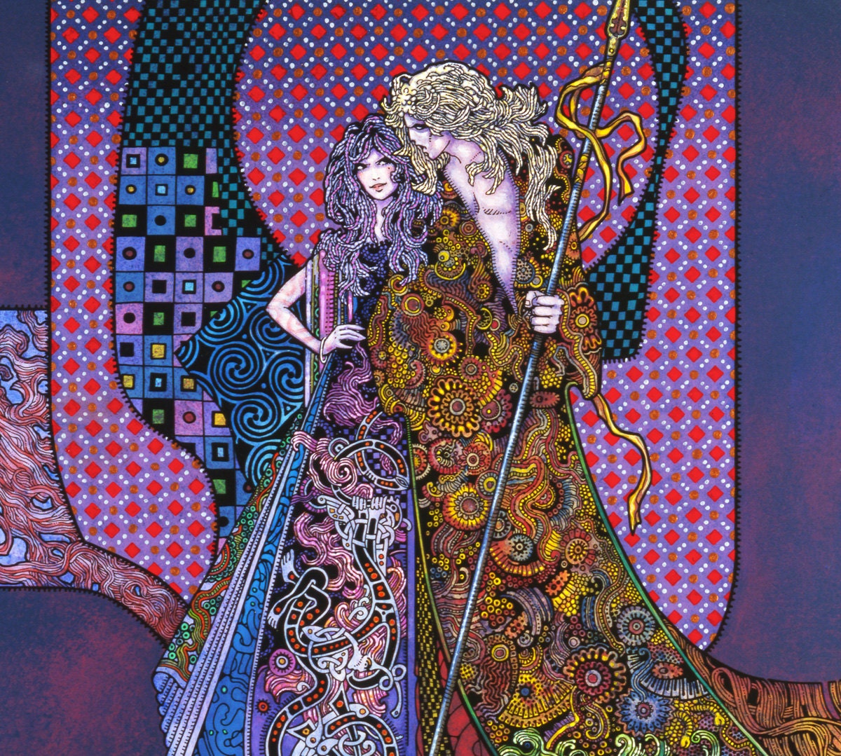 Fine Art Print Diarmuid and Gráinne 23x16. Fantasy Art, Print, Art Nouveau, Irish, Ireland art, Abstract art, Celtic, Wall art, Original.