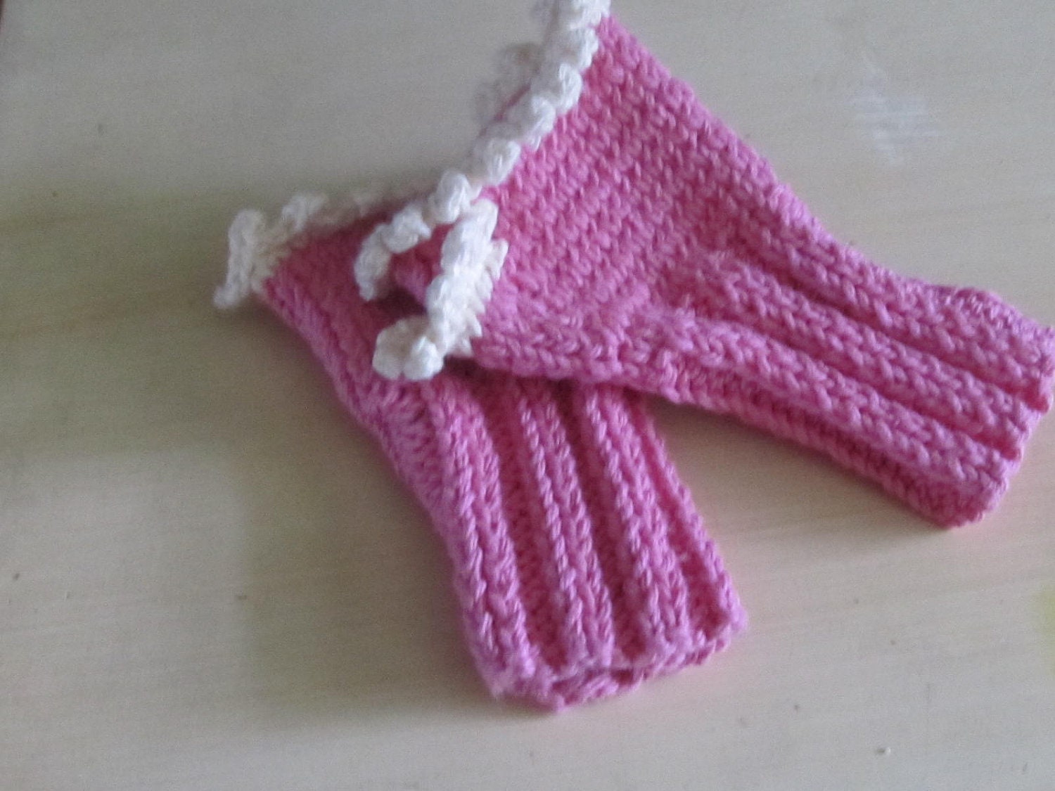 Fingerless Knitted Cotton Gloves - Girls sizes 4-6