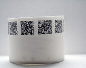 Stoneware English fine bone china cylindrical shape container with QR codes