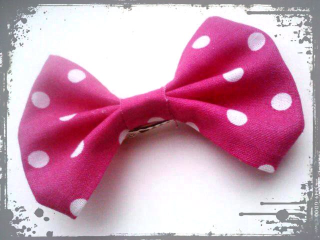 Rockabilly Small Hair Bow- Pretty in Pink Polka Dots (READY TO SHIP)