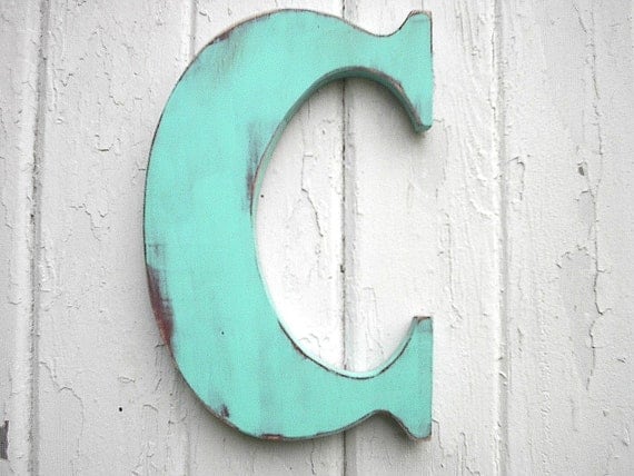 Rustic Shabby chic Letters "C" 12 inch Wall Hanging Kids wall art Initial Alphabet Cabin cottage decor