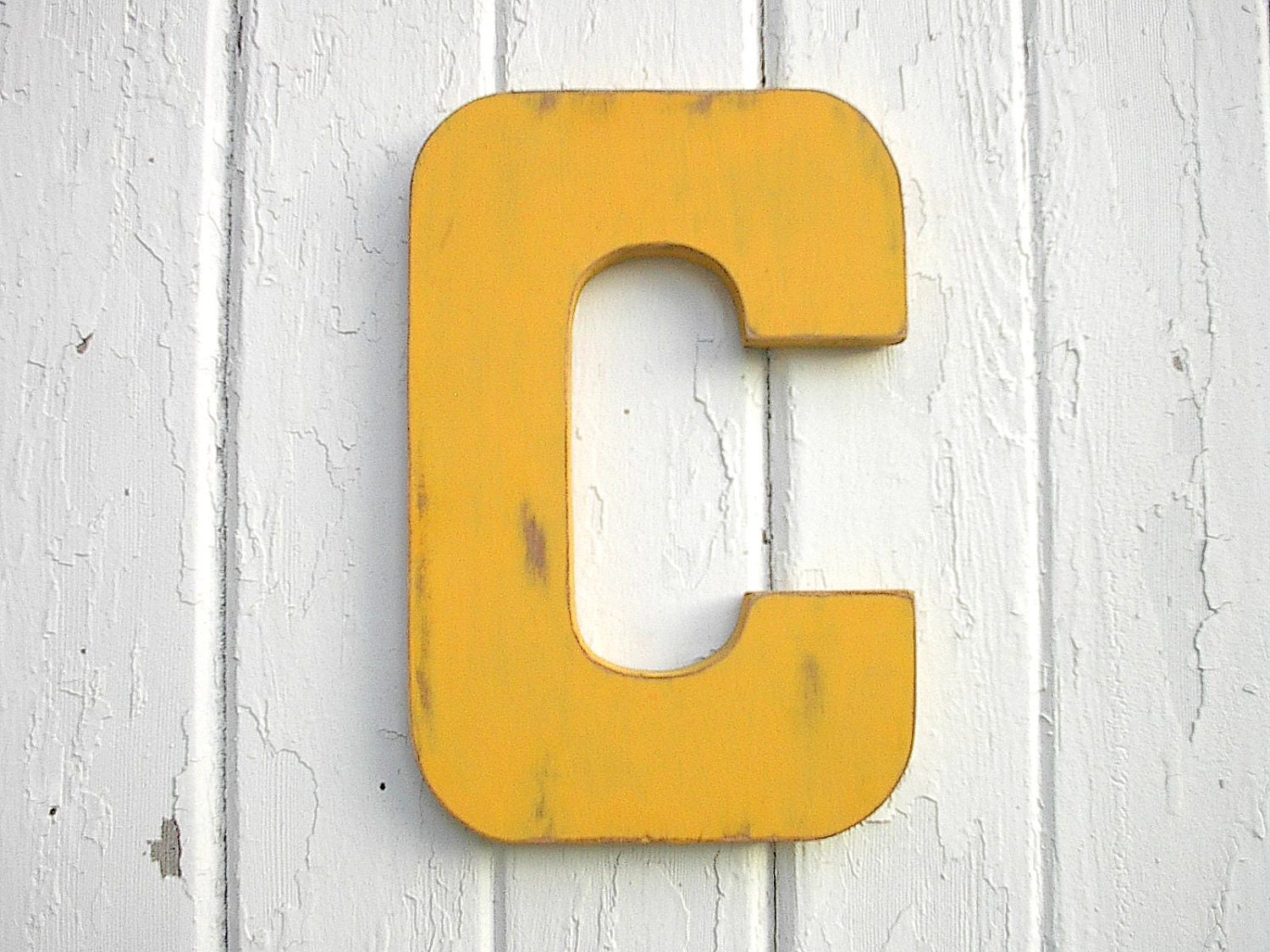 Wall Letter C Wood Sign Shabby Chic Cottage Cabin Lake Rustic Decor Big Vintage Style