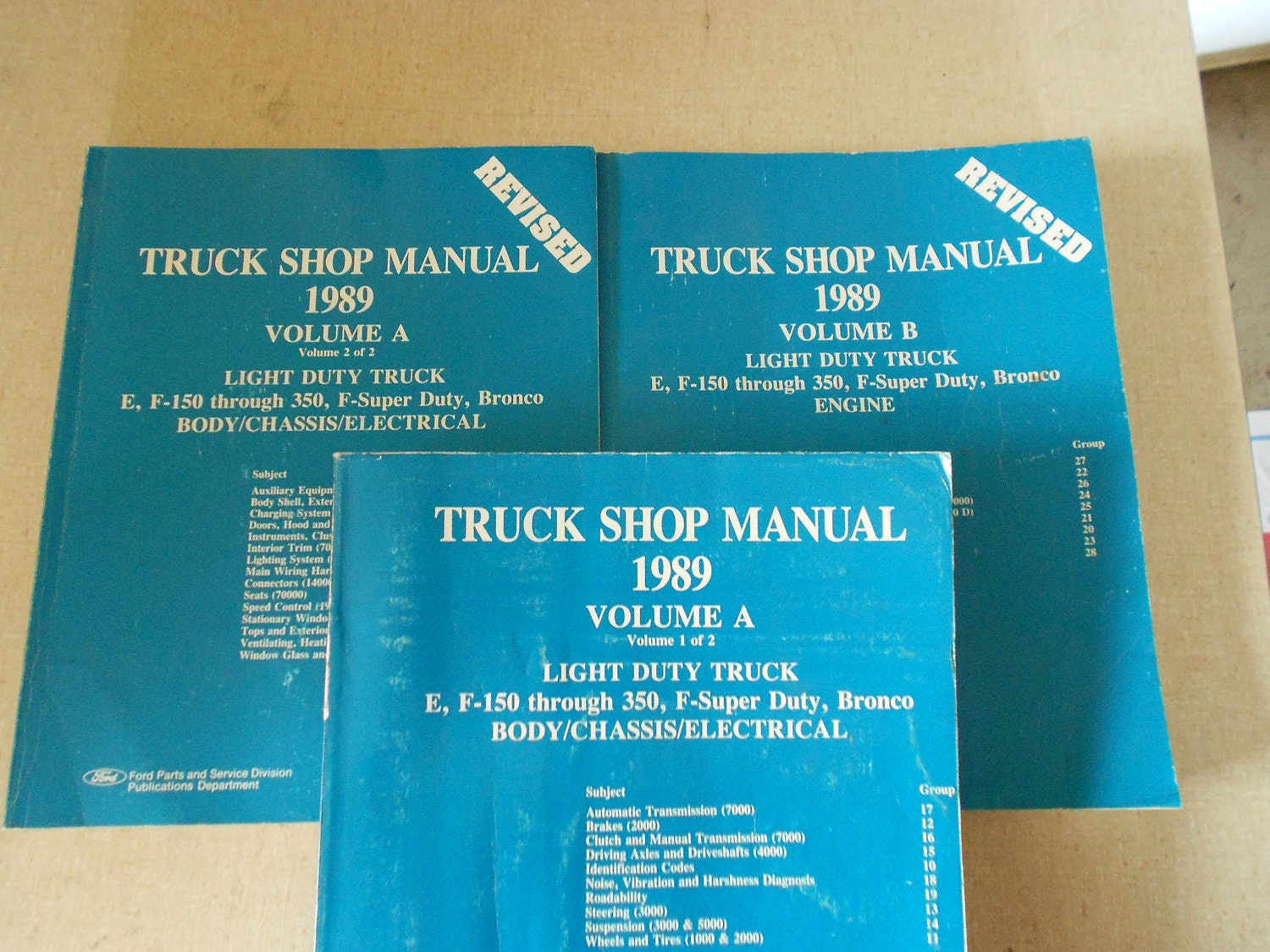 Factory Shop Manuals for Ford Light Duty Trucks - E F150 through 350 F Super Duty Bronco Body Chassis Electrical & Engine - 1989 - DJGStuff