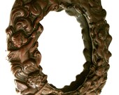 Vintage cherub mirror angel home decor small oval accent  housewares shabby cottage ornate Paris apartment wall hanging
