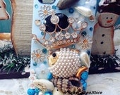 iphone 4 Iphone 5 case Bling handmade unique nautical iphone case OCEAN Seashell diamond crown Fish iphone 4s case samsung galaxy s3 cover