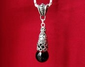Ancient Blood Droplet - Vial of Blood Pendant - Silver Memento Mori Vampire Necklace - by Amanda Olivo
