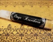 Botanical Perfume Oil, Tall Sample Vial, .045oz. Onyx Rosethorn- Black Peppered Rose, Neroli & Patchouli.