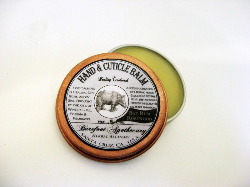 Extra Herbal Hand & Cuticle Balm, Bay Rum Rosewood. 0.5 oz. 29 Herb Formula, including Comfrey, Ginko, Horsetail.