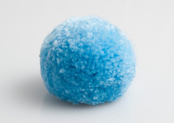 handmade brooch with a big light blue pompom, pom pom, pompon by bimabejbe
