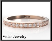Womens Diamond  Wedding band.half eternity band,14K gold,pave,unique.diamond eternity band,rose gold wedding band,rose gold eternity band