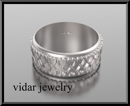 Wedding Band,Wedding Ring,Gold Wedding Ring,For her or him - unisex 14k gold Wedding Band,Heart Wedding Band,Unique Wedding Band.