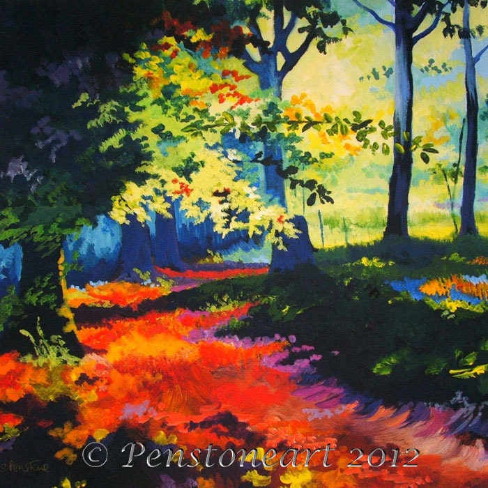 September Crunch- A handmade fine art card from an original Acrylic
