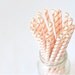 Paper Straw Skinny Striped - Orange x 25