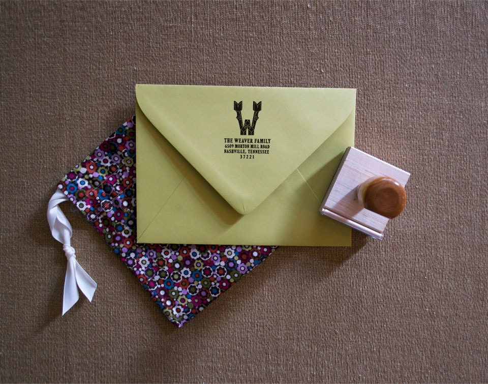 Address Rubber Stamp with Traditional Wooden Handle, Il_570xn