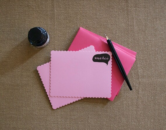 Merci Rubber Stamp with Traditional Wooden Handle, Custom Gift, Fun Saying, Thank you Il_570xn
