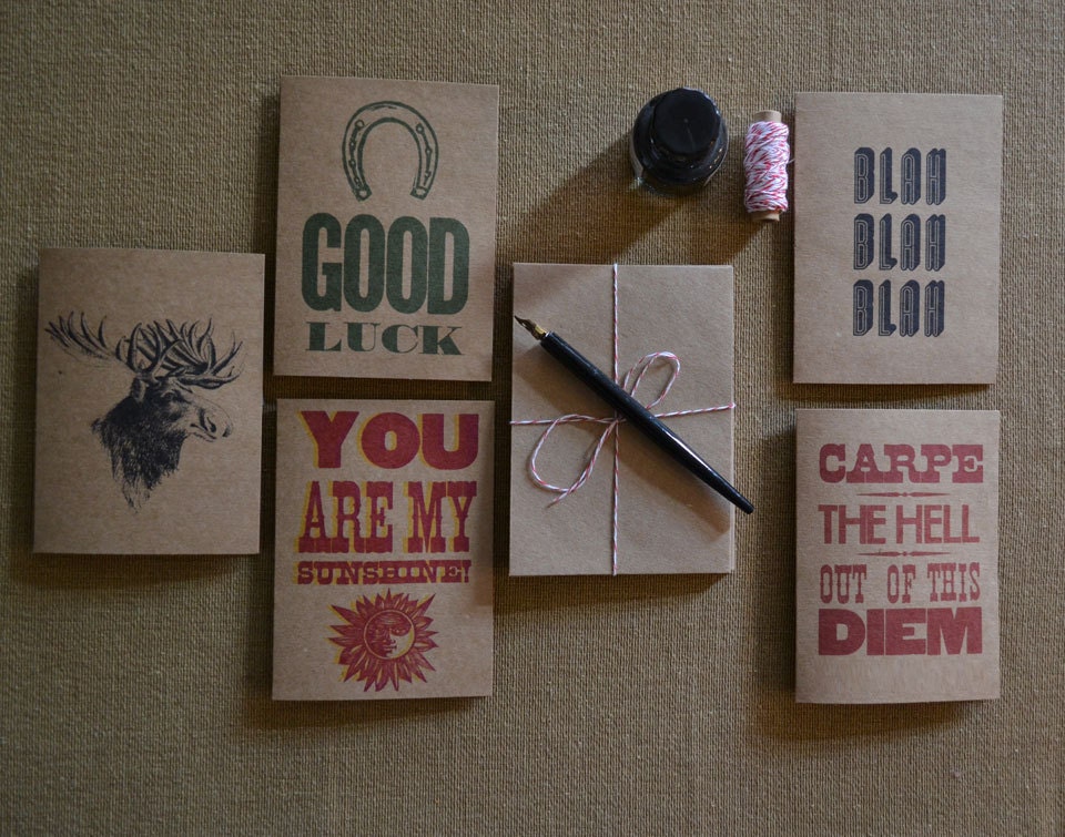 Variety of Blank Notecards on Kraft paper, set of 10 with envelopes Il_570xn