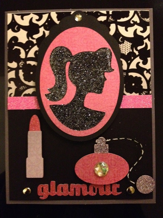 GIrly Silhouette Makeup Glamour Greeting Card for All Occasions