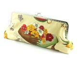 Cotton fabric,  clutch, retro design, frida design, beige, purse, bridesmaid, wedding, handbag, bag