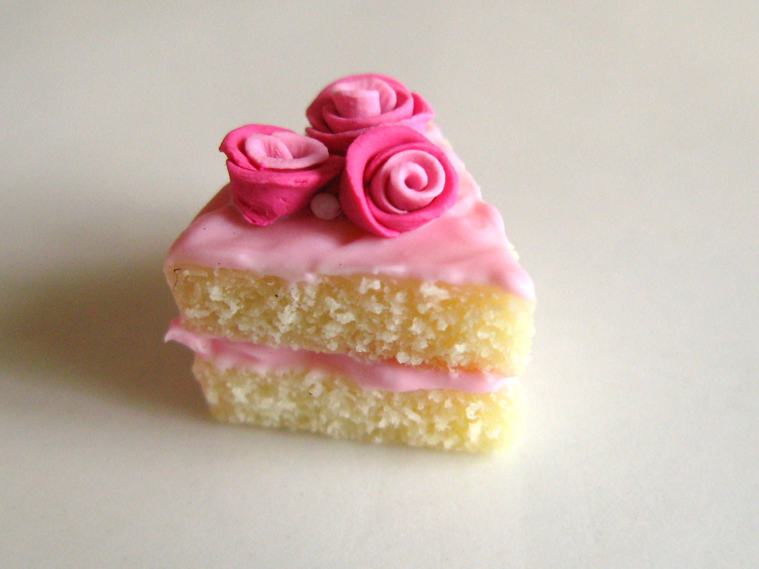Pink Rose Cake Slice Charm - SALE - KelseysPastries