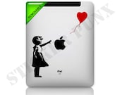 Banksy iPad Decal - Girl With Red Balloon Removable Vinyl Apple iPad 1 2 3 Sticker