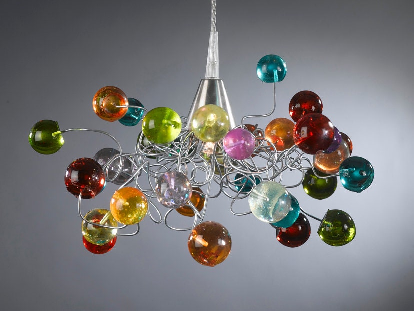Pendant lighting. Colorful jumpy bubbles.