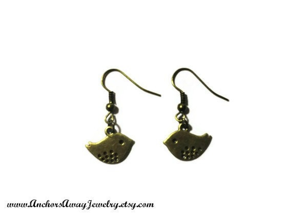 Bronze Bird Earrings - Nature Earrings - Affordable Gift