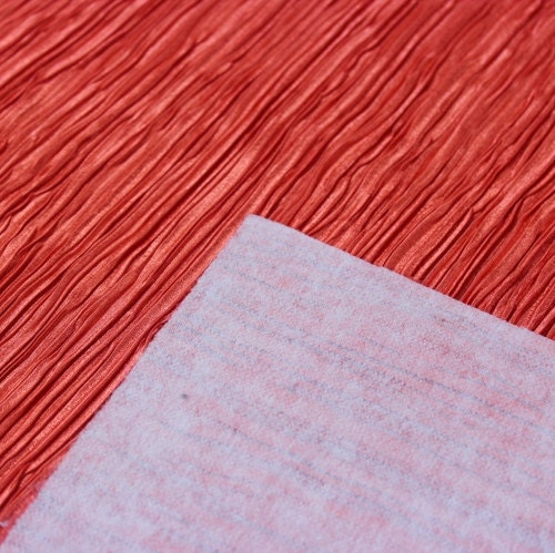 Red Pleated Fabric by the Yard - Mushroom Pleating