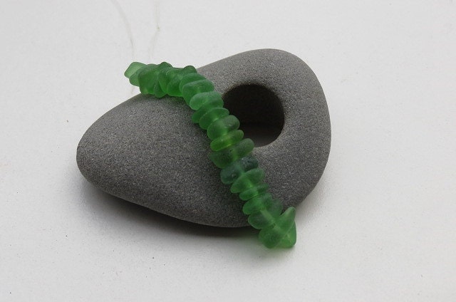 Sea Beach Glass Green Beads