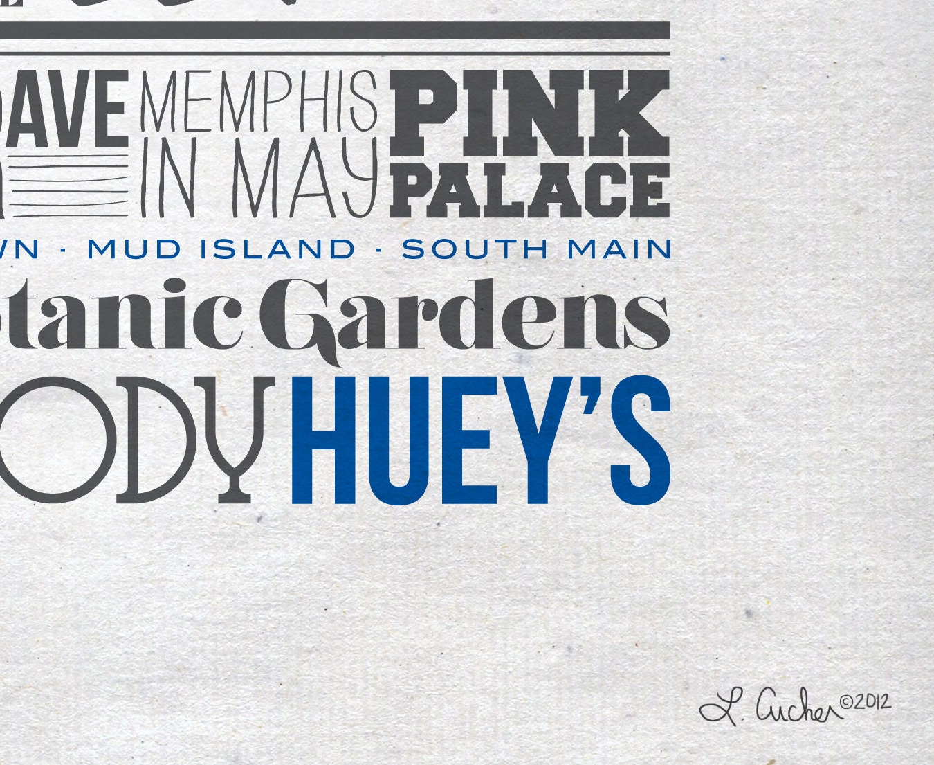 City Typography Prints: Memphis Places (White)