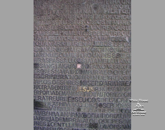 Gospel Words on Bronze Door at Sagrada Familia - Barcelona, Spain - Religious Travel Photograph / multiple sizes & canvas wraps available