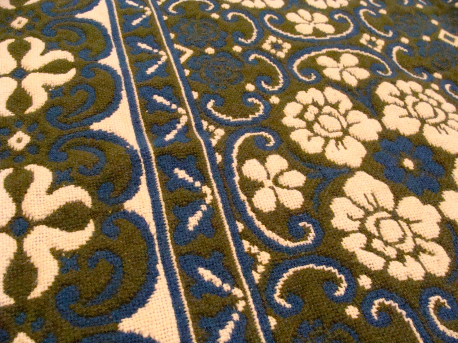 Vintage GIANT Blanket Bed Coverlet Bedspread Intricate Details Moroccan / Bohemian 10 foot x 8 foot