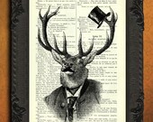 Deer stag head Dictionary Art