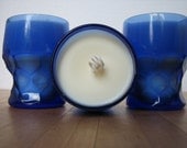 Scented Soy Candles in Vintage Blue Glass Juice Glasses