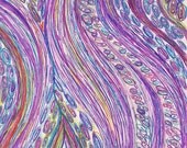 Ink Drawing, Original Drawing with multi colored ink, Pinks, Blues and Oranges, Waves, Circles, Colorful Original Drawing