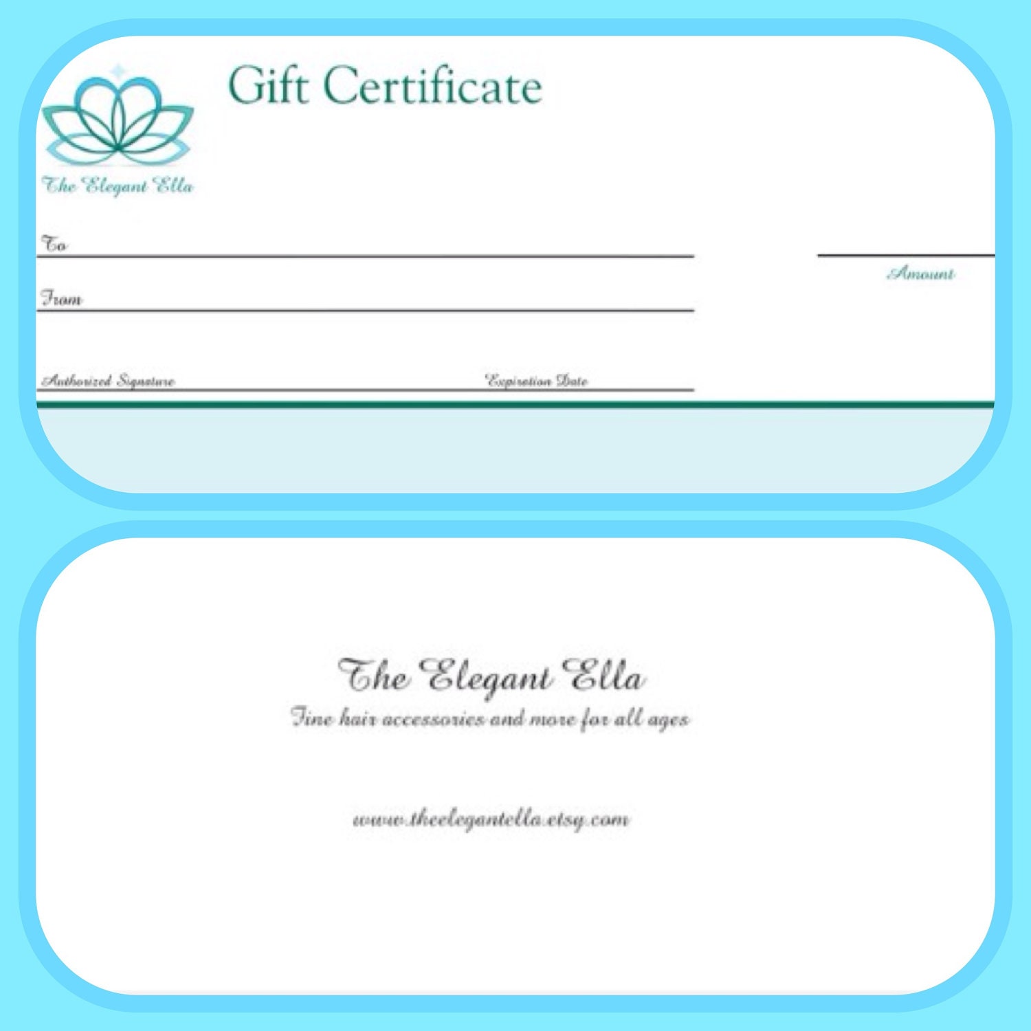 gift certificate for TWENTY FIVE DOLLARS