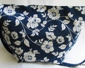 Women's Purse, Reversible Purse, Blue and White Reversible Slouch Purse-