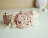 Vintage pink dog collar, beautiful silk weddings dog collar, handmade  flower collar