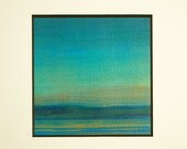 Small Original Abstract Art Matted Ready to Frame, aqua blue green water ocean landscape