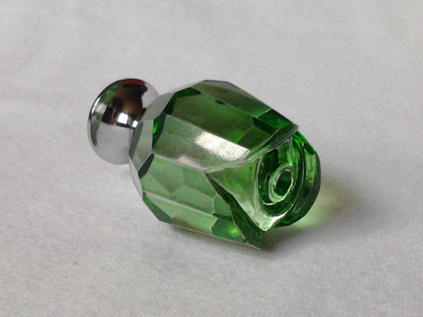Glass Decorative Knobs / Dresser Drawer Knobs Pulls Handles Green Rose Flower / Kitchen Cabinet Knobs Pull Handle / French Knob Hardware B46