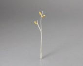 Just Three Leaves Pin Matte Sterling Silver Brooch Delicate Modern Design Abstract from Nature Perfect  Gift For Everyone with Elegant Style