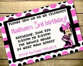 Digital Birthday Invitation - Print Your Own - Design Your Own - Matching Flat Thank You Card - Disney Minnie Mouse - 002