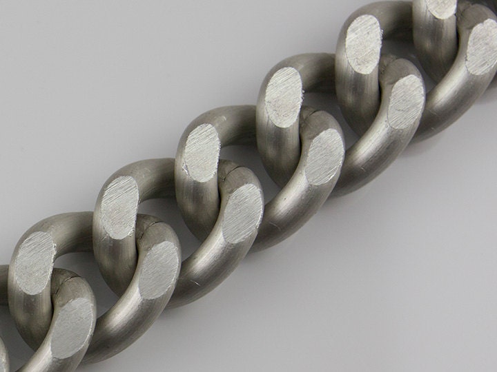 30% OFF - 23x19mm Matte Silver Chain, Aluminum Chunky Curb Chain, Thread Dia. 5mm, Open Link Chain, Pkg of 1m(1.1 yards.), N08X.MS07.L1M