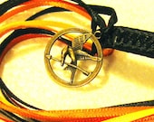 Girl on Fire Katniss Mockingjay, black, orange, yellow, red Braided Barrette from the Hunger Games