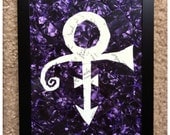 Prince Guitar Pick Art - White on Purple