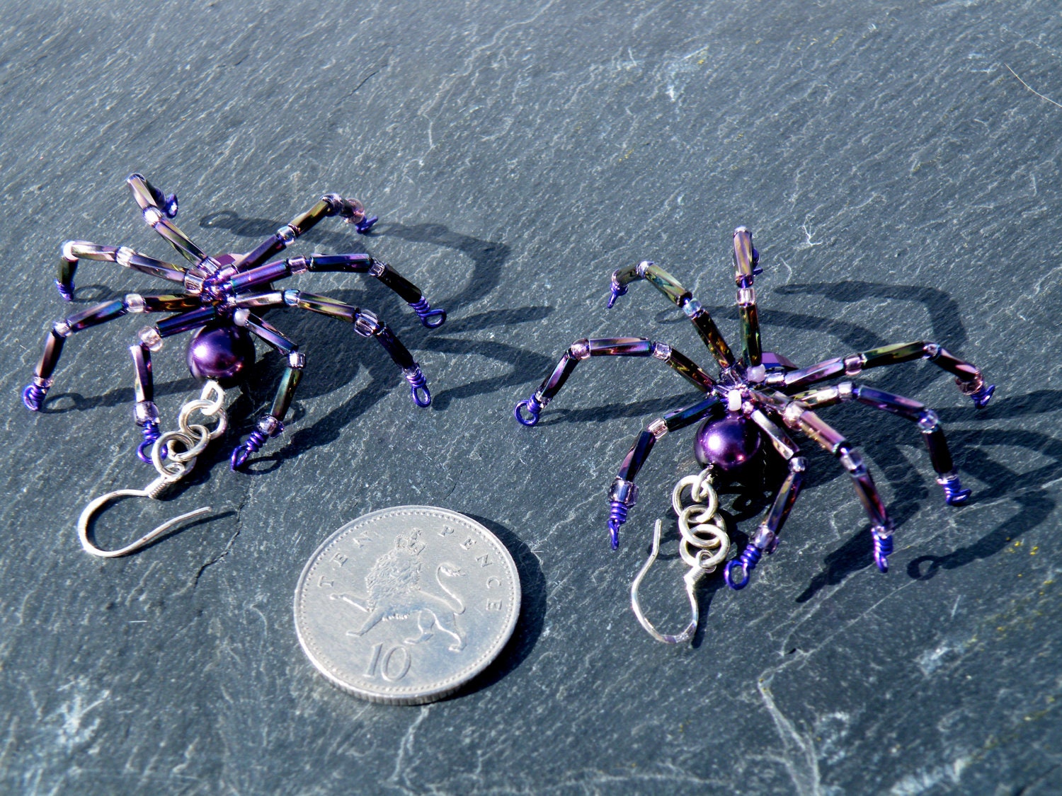 Spider Earrings - Funky Purple